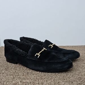 Sam Edelman Black Loafers with Gold Buckle